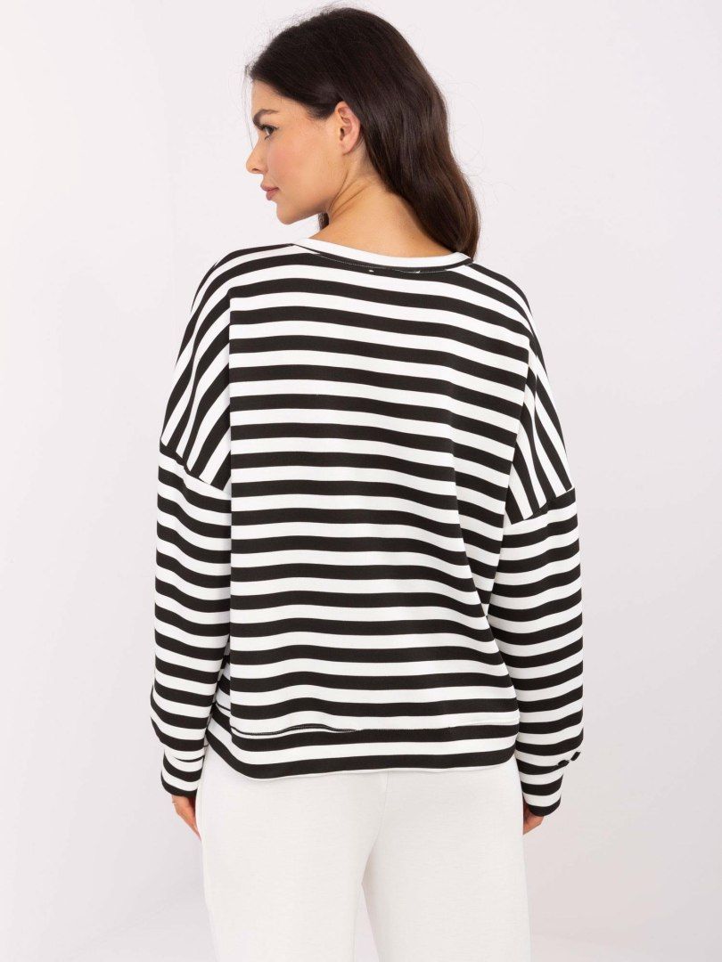 Bluzka oversize w paski biało-czarna z długim rękawem
