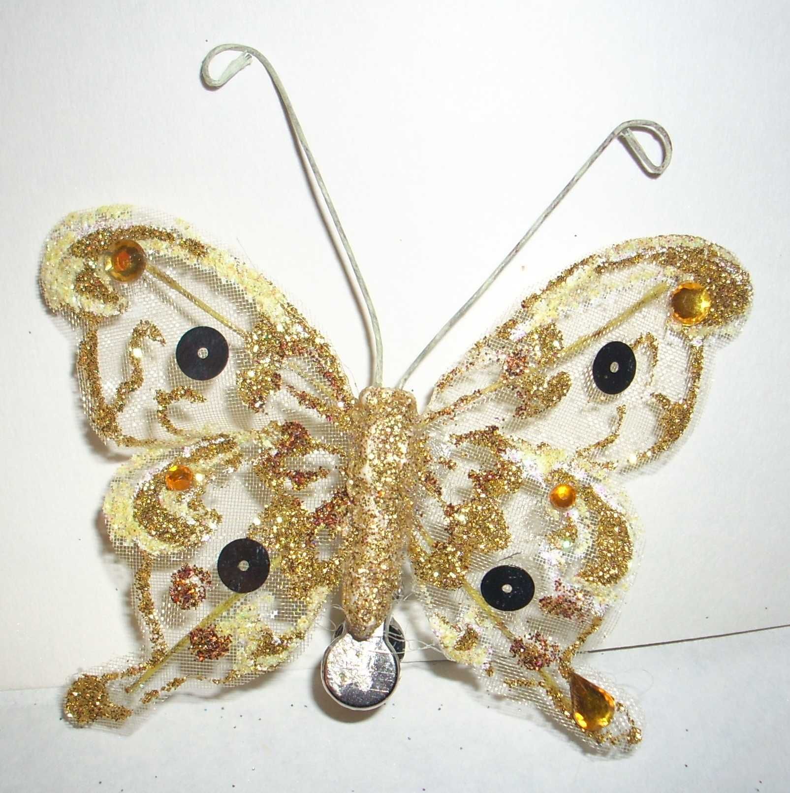 Motyle dekoracyjne, z klipsem, 14 sztuk