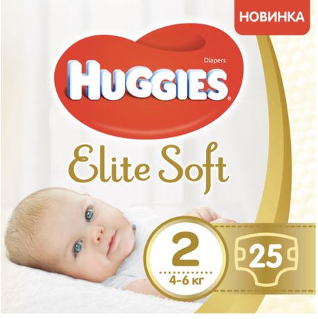Підгузки Huggies Elite Soft 2 4-6 кг 25 шт. Хагис элит софт