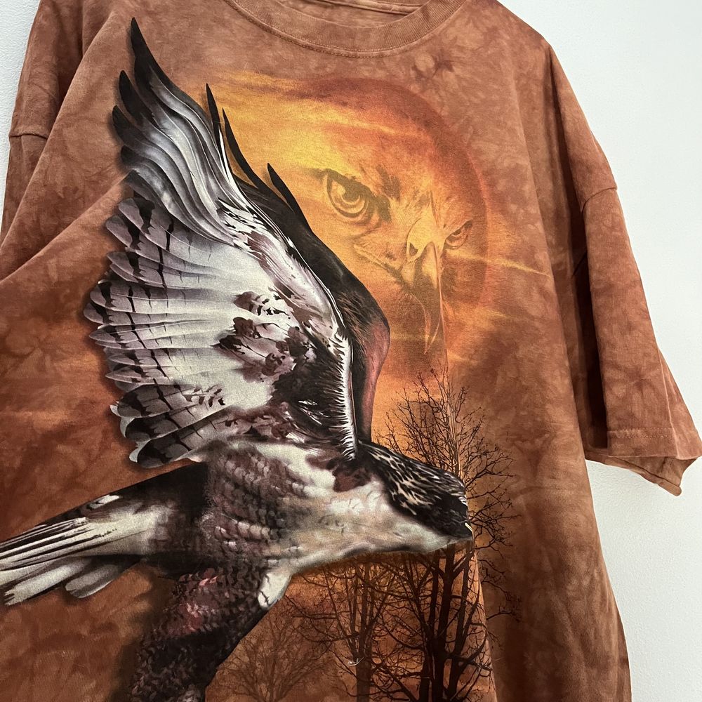 Brązowa koszulka Vintage wzór ptaki y2k swag drip