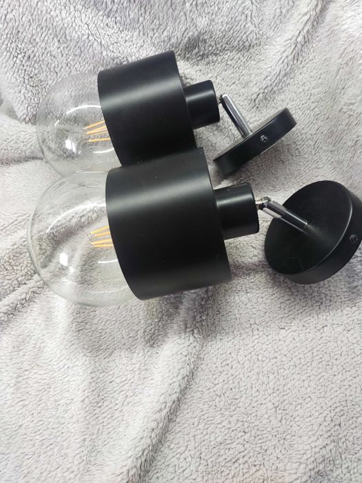 Żyrandol kinkiety czarne, żarówki