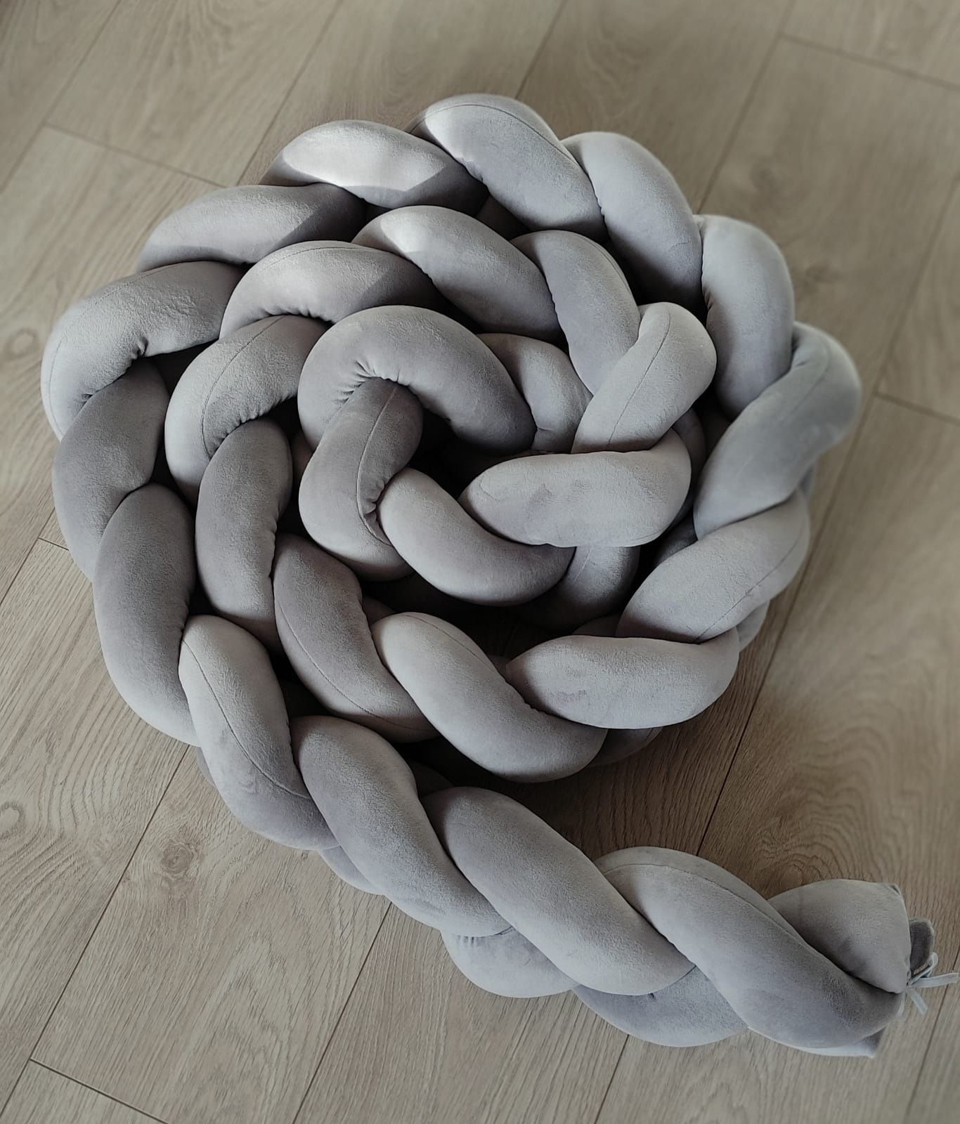 Warkocz ochraniacz do łóżeczka welur szary 360 cm