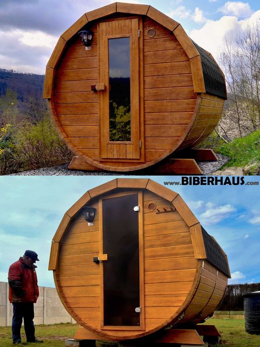 SAUNA Ogrodowa 200 cm MINI DWUpoziomowa +GRATIS Beczka 500L +Akcesoria