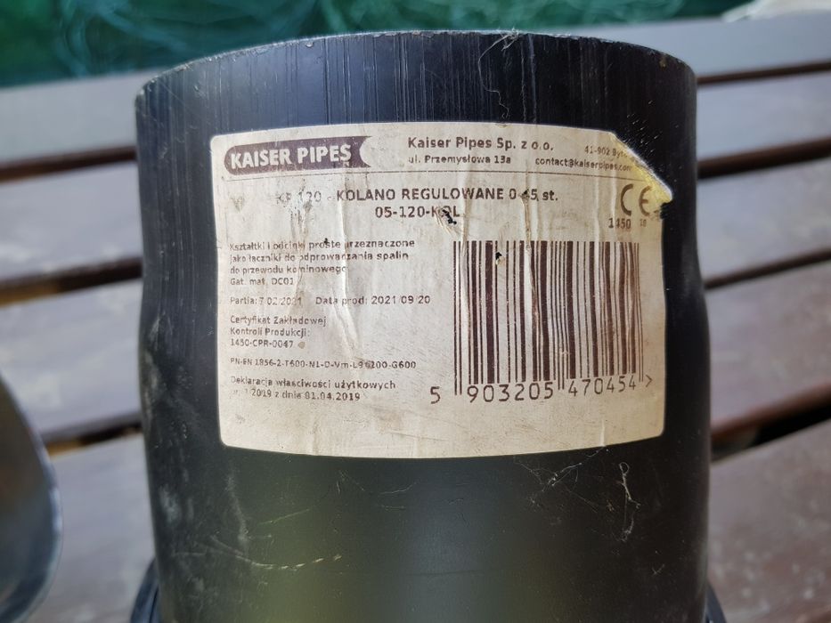 Kolano regulowane 120 mm 0-45 ST Kaiser Pipes