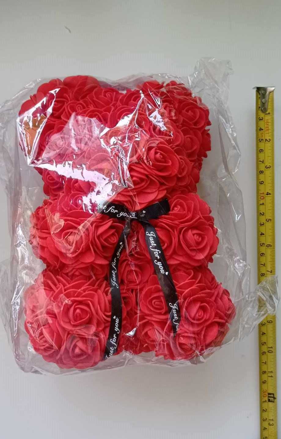 Miś z róż Rose Bear czerwony 25 cm nowy