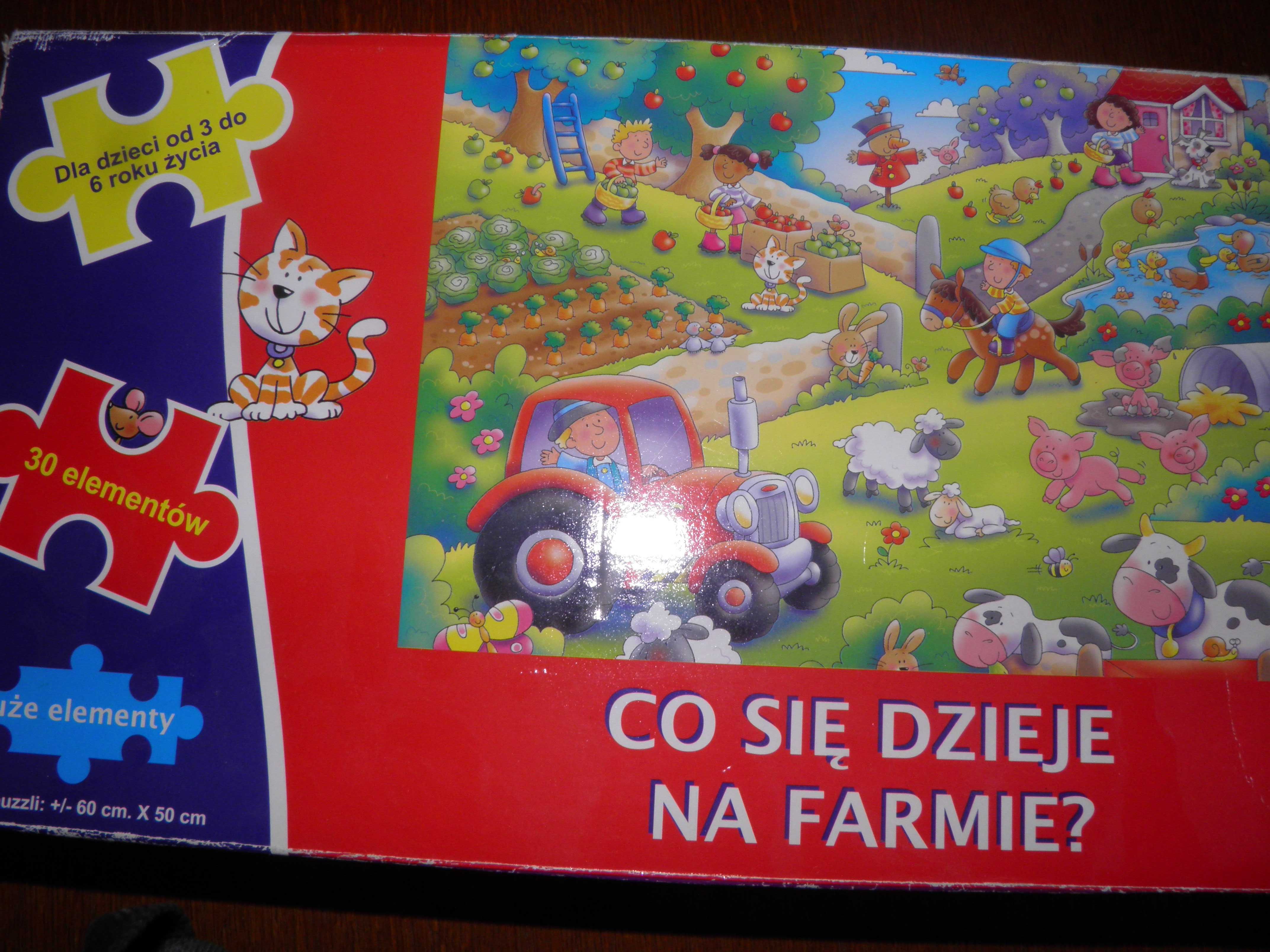 Puzzle - co się dzieje na farmie - dla dzieci od 3 - 6 lat