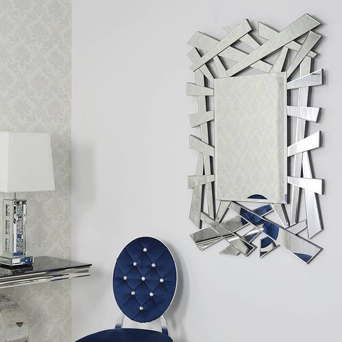 Srebrne lustro glamour prostokątne 80x120 cm M-0504