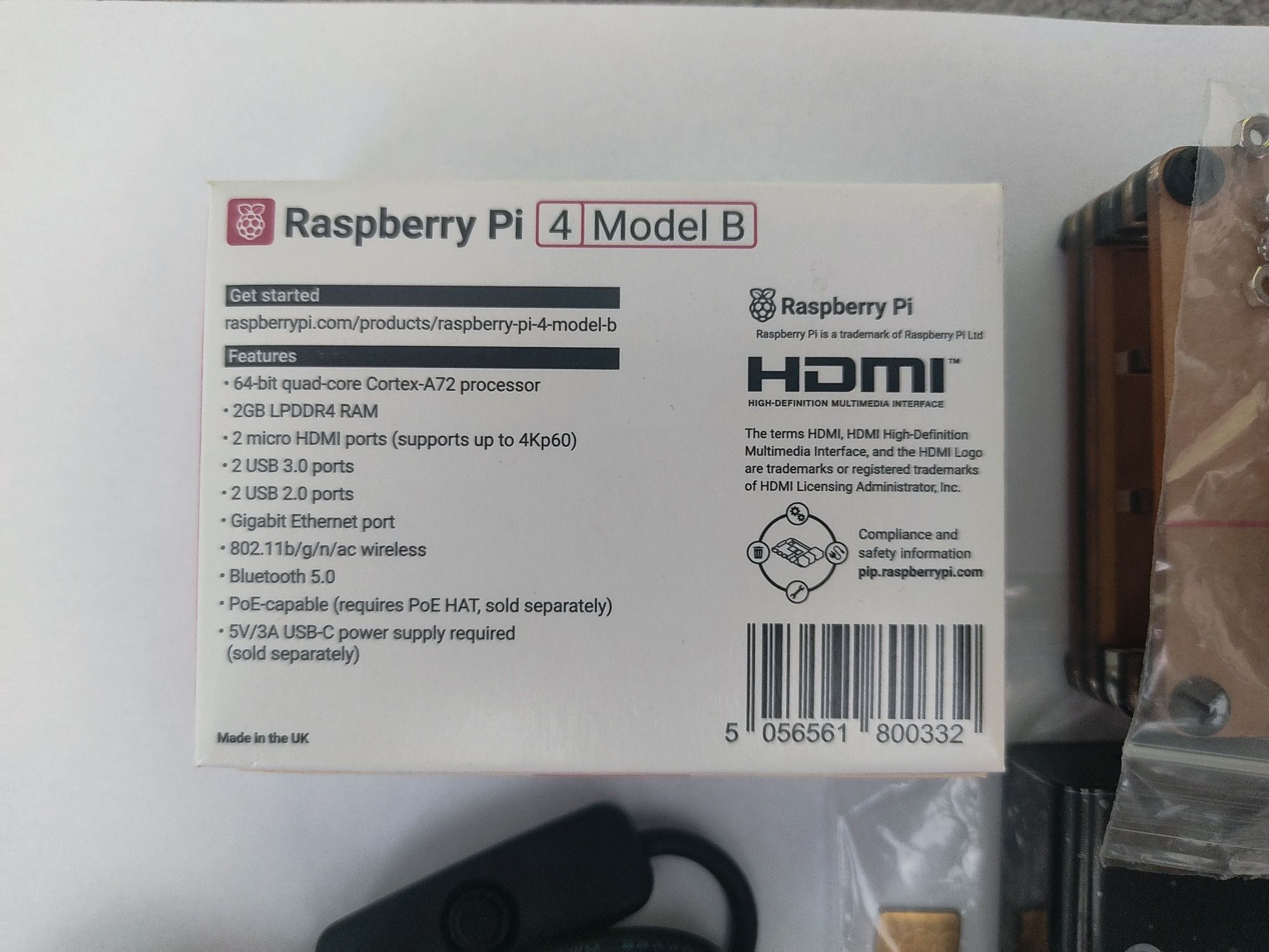 Raspberry Pi 4 B WiFi Bluetooth 2GB RAM 1,5GHz