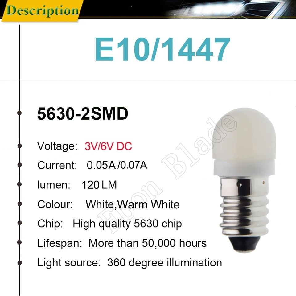 Цоколь E10 лампочка LED