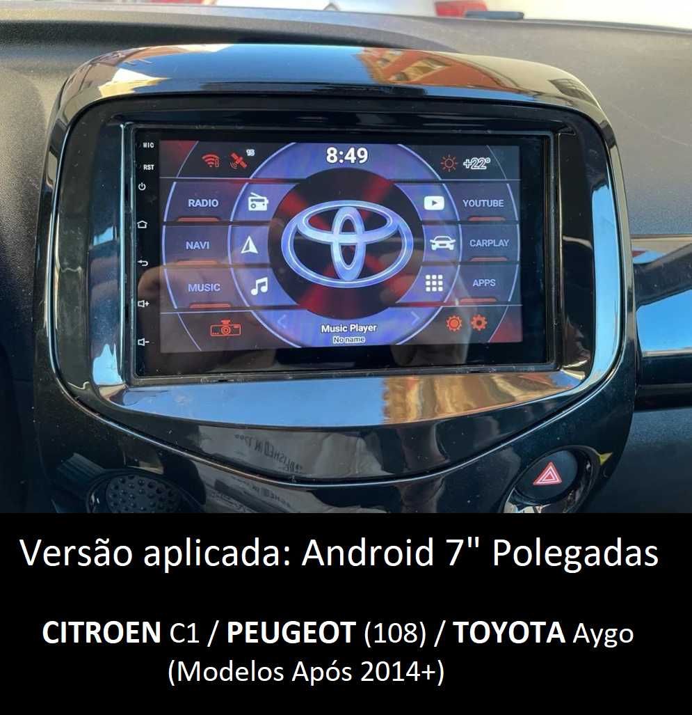 Rádio 2DIN • Citroen C1 • Peugeot 107 108 • Toyota Aygo • Android GPS