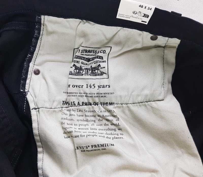 Męskie jeansy Levi's 512 - Big&Tall czarne nowe oryg. Levisy - W50/L34