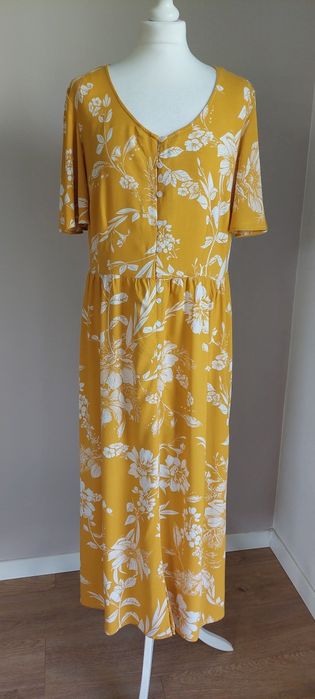 BPC Bonprix Collection r.42-44 długa maxi sukienka żółta w kwiaty