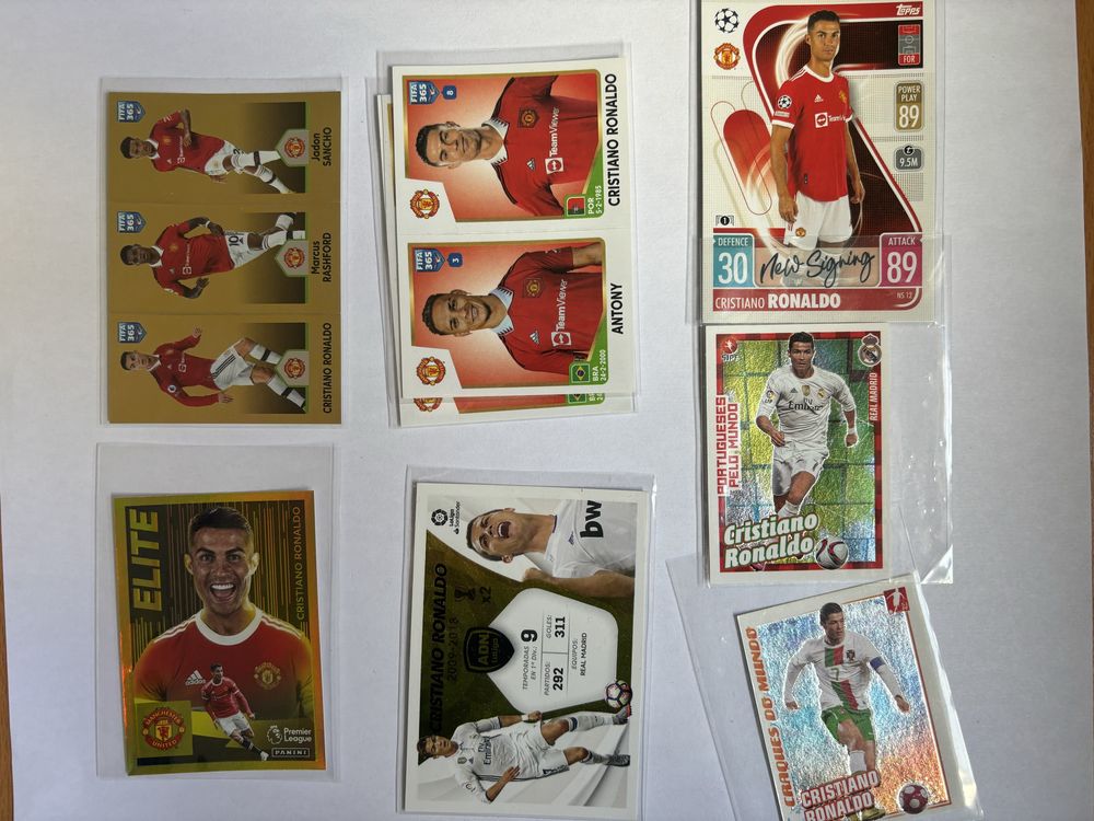 Cards e cromos Cristiano Ronaldo Panini e Topps Preços variados