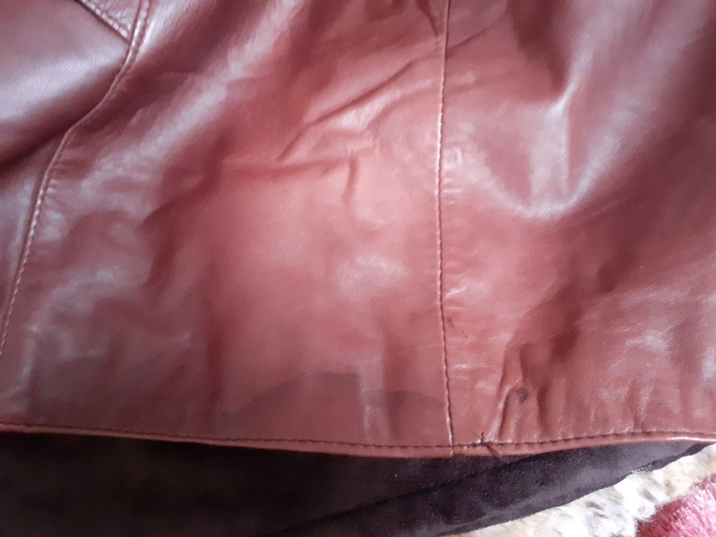 Brązowa skórzana kurtka płaszcz Vintage brown leather jacket coat