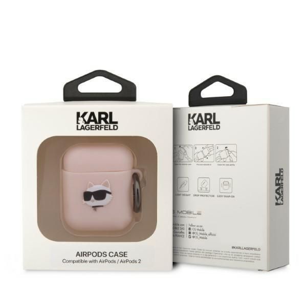 Etui na AirPods 1/2 Karl Lagerfeld Choupette Head 3D - Różowy