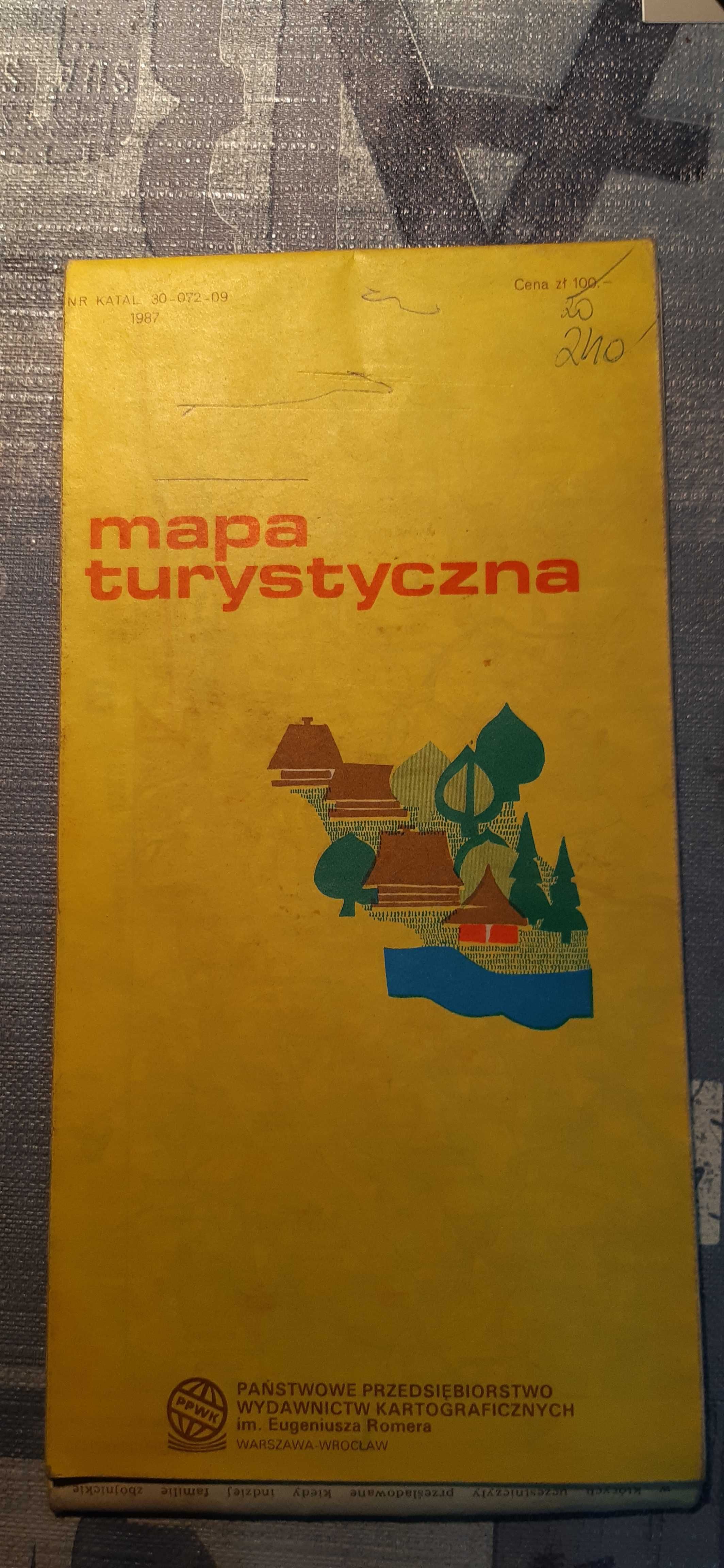 stara mapa turystyczna beskid śĺąski i żywiecki z 1987r.
