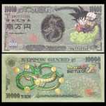 Nota nova teste, comemorativa Dragonball Z, de 10.000 Ienes do Japão