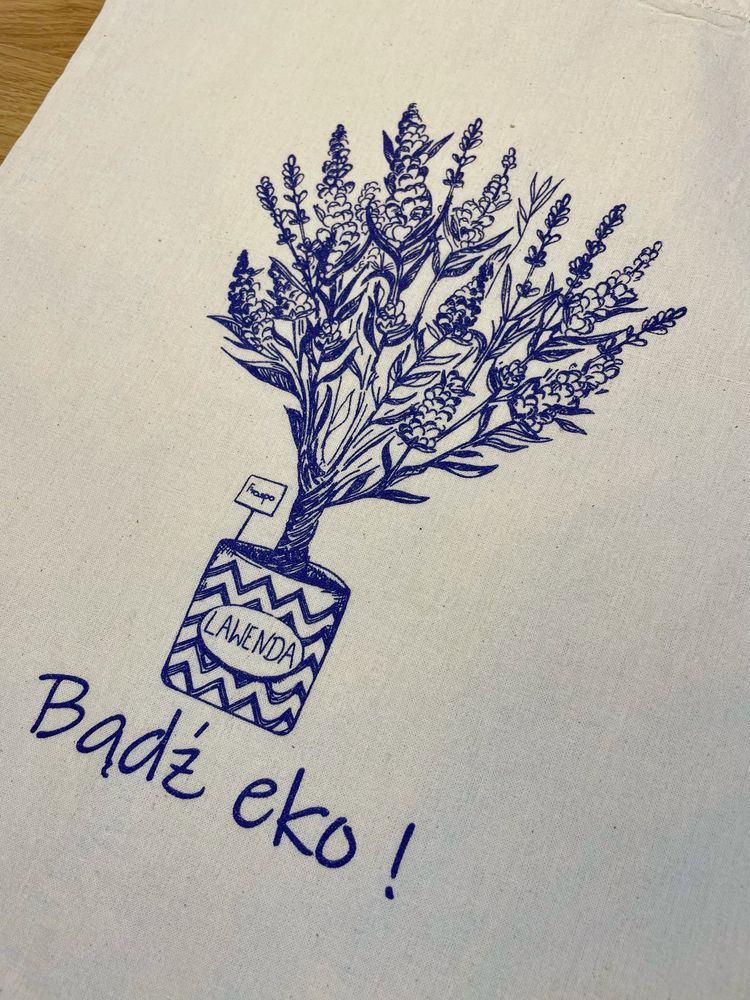 Bawełniana torba shopper z nadrukiem Lawenda