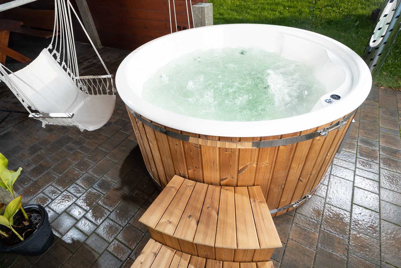 Balia bania jacuzzi ogrodowe 200/225cm piec na drewno, gazowy, prąd