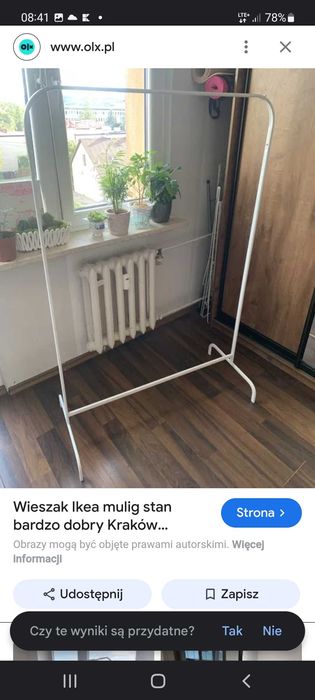 MULIG Ikea Wieszak na ubrania biały 99x152 cm metalowy stojak