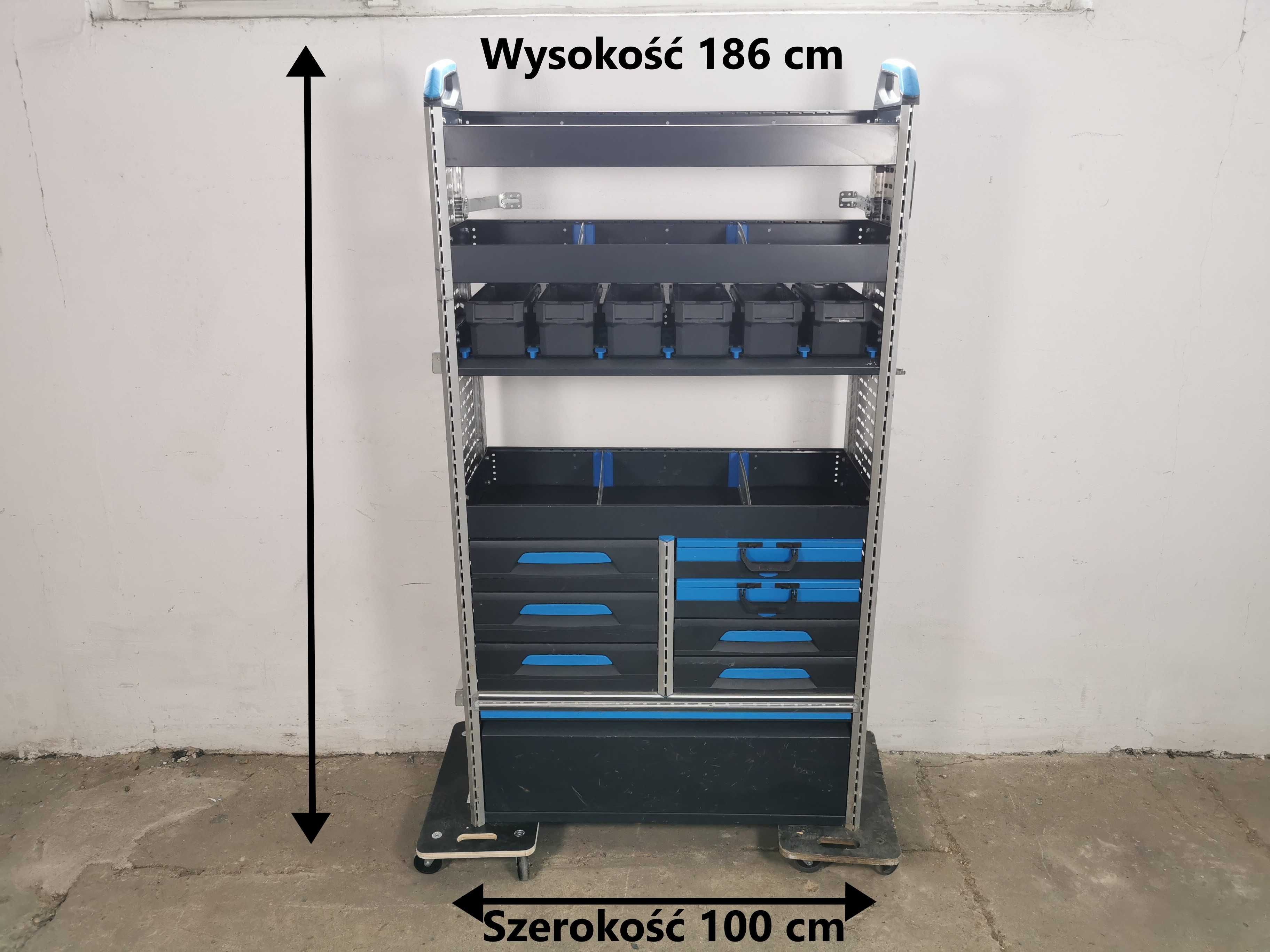Regały szafki półki do busa zabudowa serwisowa warsztat ZESTAW SORTIMO