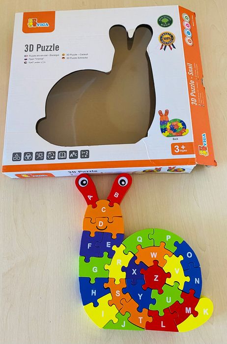 Дерев'яний пазл Viga Toys Равлик по літерах