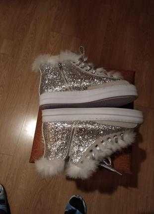 Сліпони, крипери на платформі, білі на хутрі 39 р