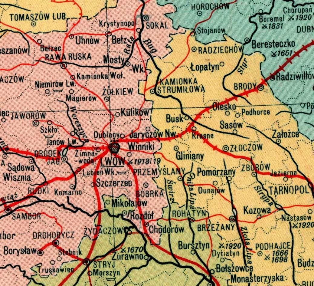 Polska II Rzeczpospolita Litwa Prusy Wsch. mapa 1939 r. 45x32 cm kopia