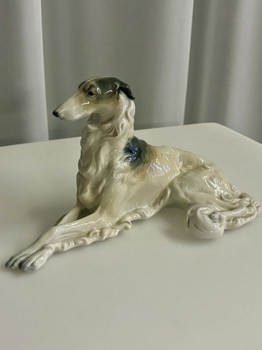 Porcelanowa Figurka Chart Borsoi Metzler & Ortloff Turyngia 1920-40