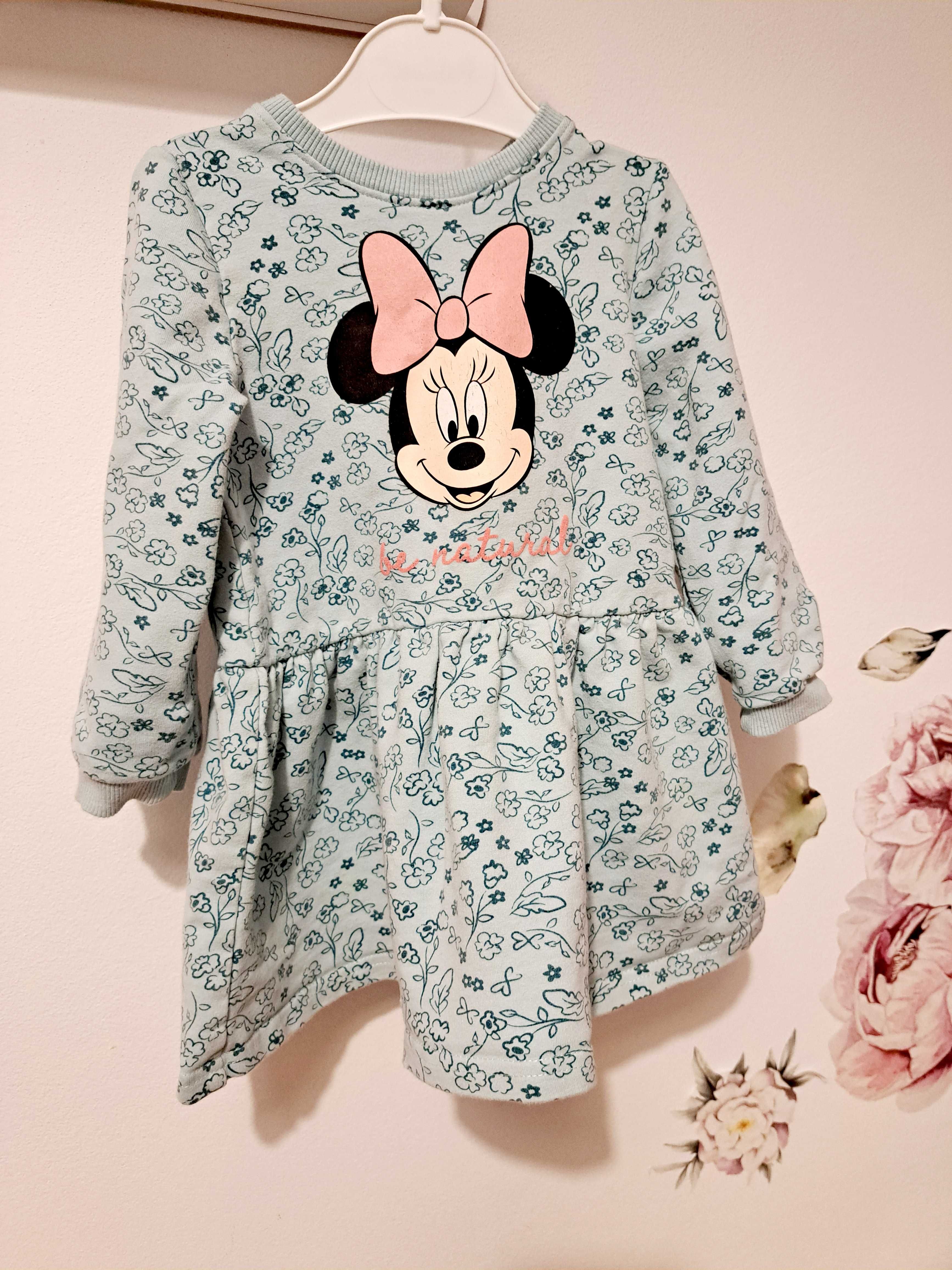 Sukienka dresowa zielona turkusowa 86/92 dla dziewczynki Minnie Disney