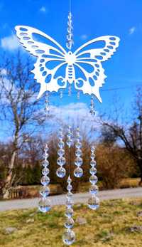Ażurowy motyl z kulami kryształki akrylowe, zawieszka, dekoracja