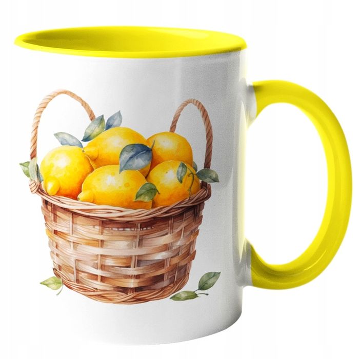 cudowny kubek soczyste sycylijskie cytryny w koszu cytryna ceramika 33