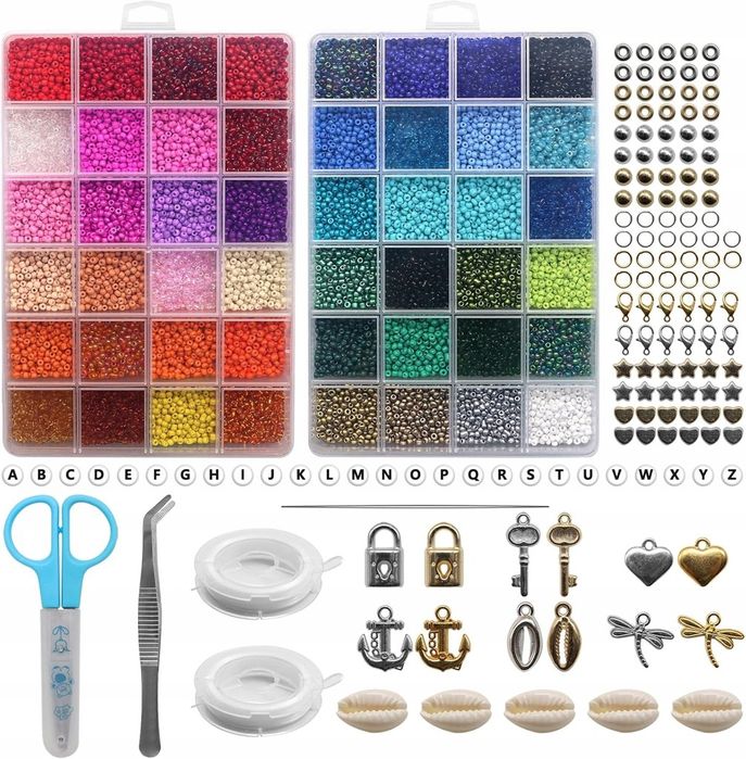 Koraliki do Wyrobu Biżuterii DIY Dekoracyjne Zestaw 48 kolorów