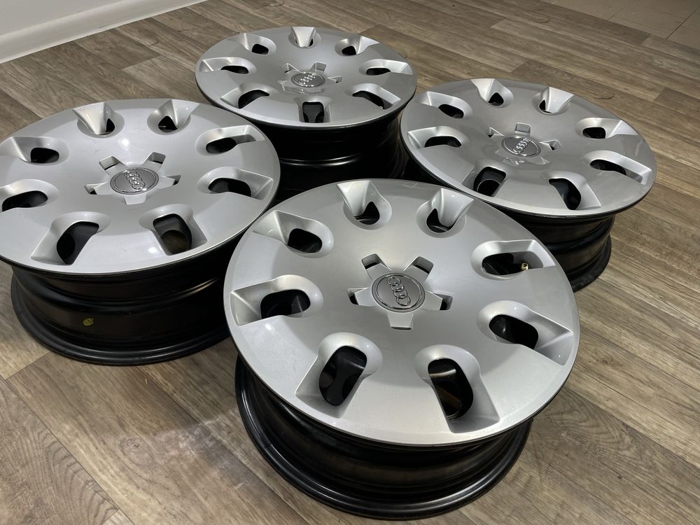 stalowe audi a1 15 5x100 6J et29 bardzo ładne z kołpakami