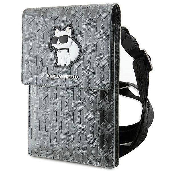 Torebka Karl Lagerfeld Saffiano Monogram Choupette - srebrna