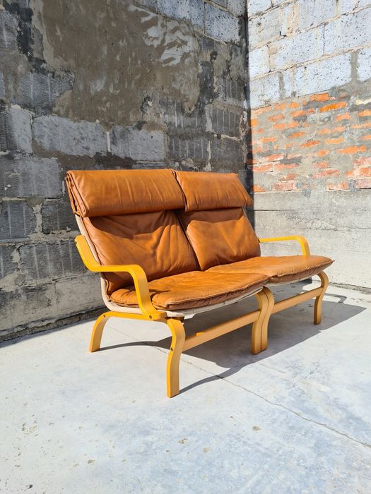 Skandynawska skórzana kanapa sofa mid century lata 70 80 vintage retro