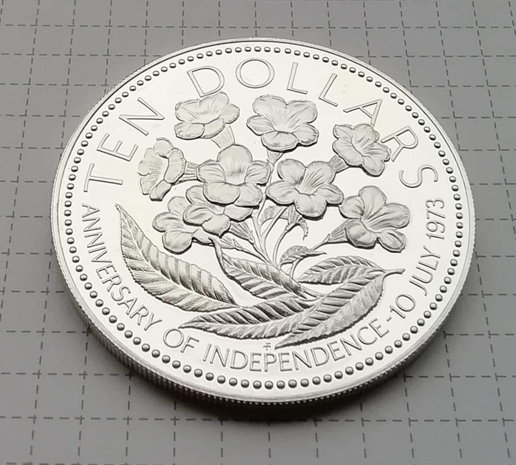 Багамські о-ви 10 $ 1977р. СРІБЛО. ПРУФ. Сертифікат. 49,1 грам.