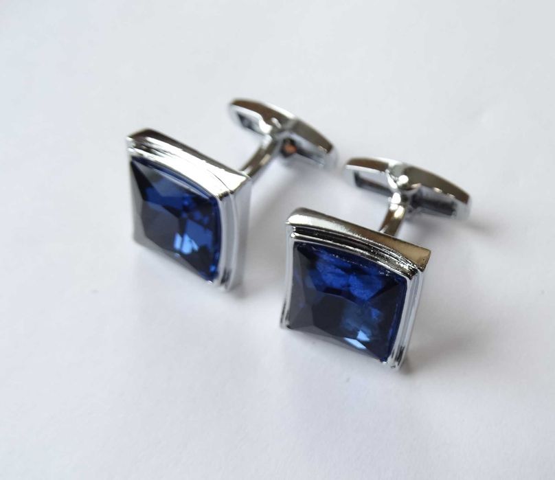 Klasyczne spinki do mankietów koszuli mankietowe niebieskie na ślub