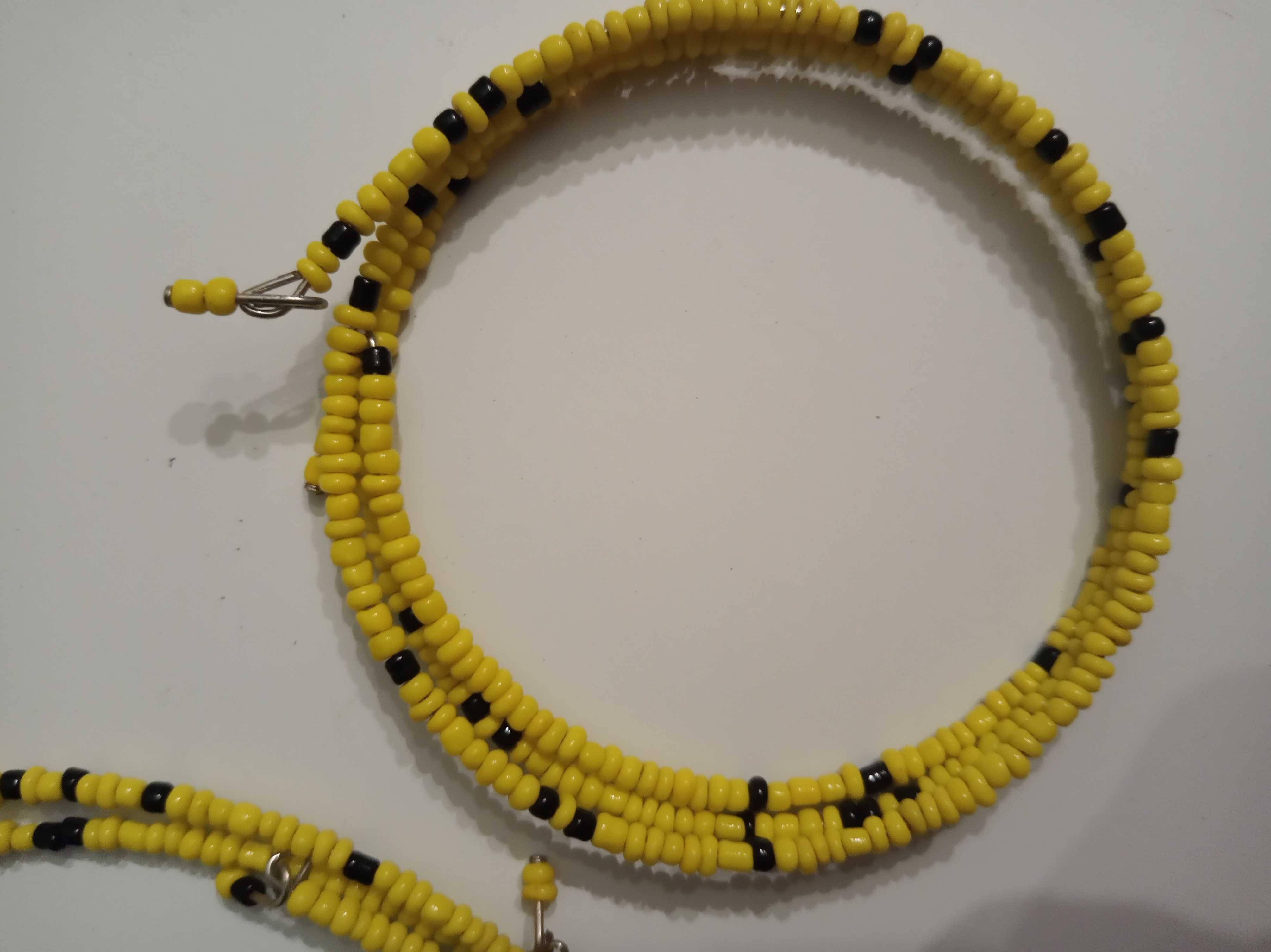 Komplet biżuterii bransoletka naszyjnik pamięciowy koraliki żółte