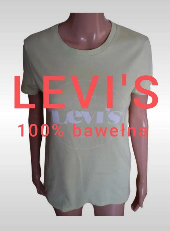 Żółta bluzka damska koszulka bawełniana Levi's w rozmiarze XS