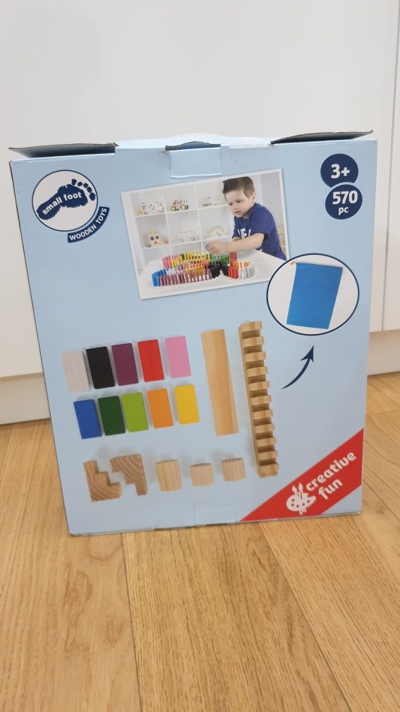 Drewniane kolorowe Domino dla dzieci , nowe
