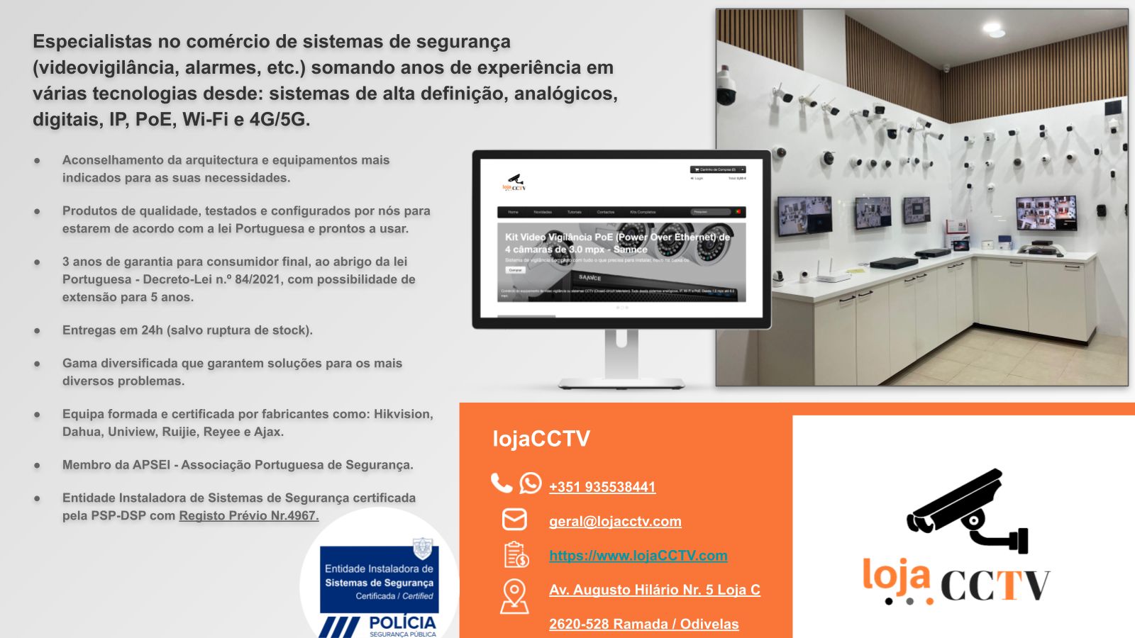 Videovigilância com fios (RG59) 4 Câmaras Tubular 8 mpx, Hikvision