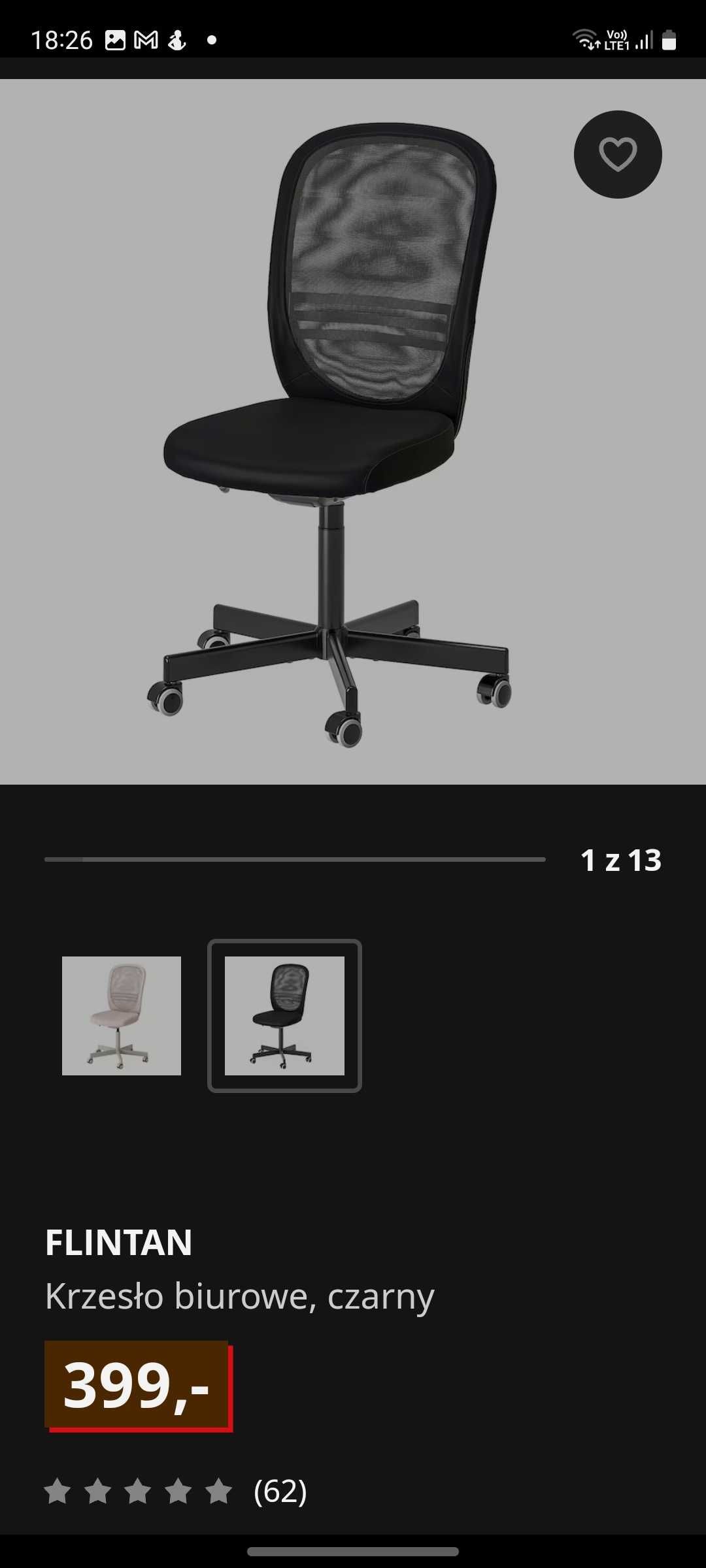Krzesło biurowe + biurko Ikea