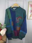 Wełniany sweter vintage wełna alpaka sweterek kolorowy bluza retro
