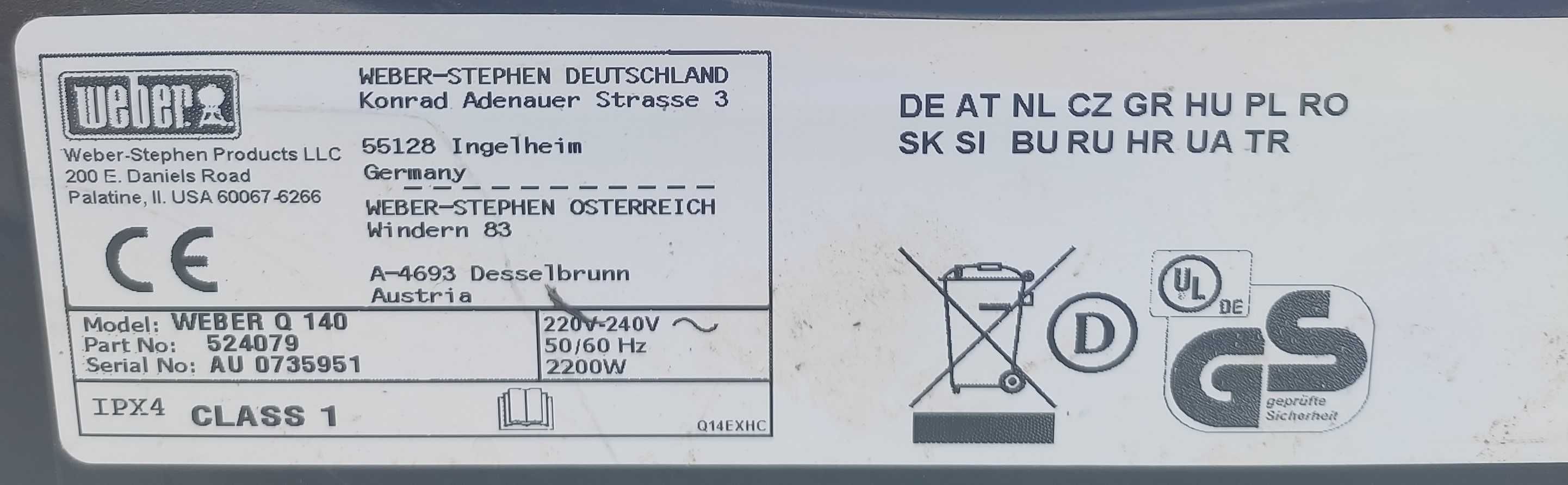 Znów Taniej. Grill elektryczny Weber Q140 używany, sprawny, kompletny