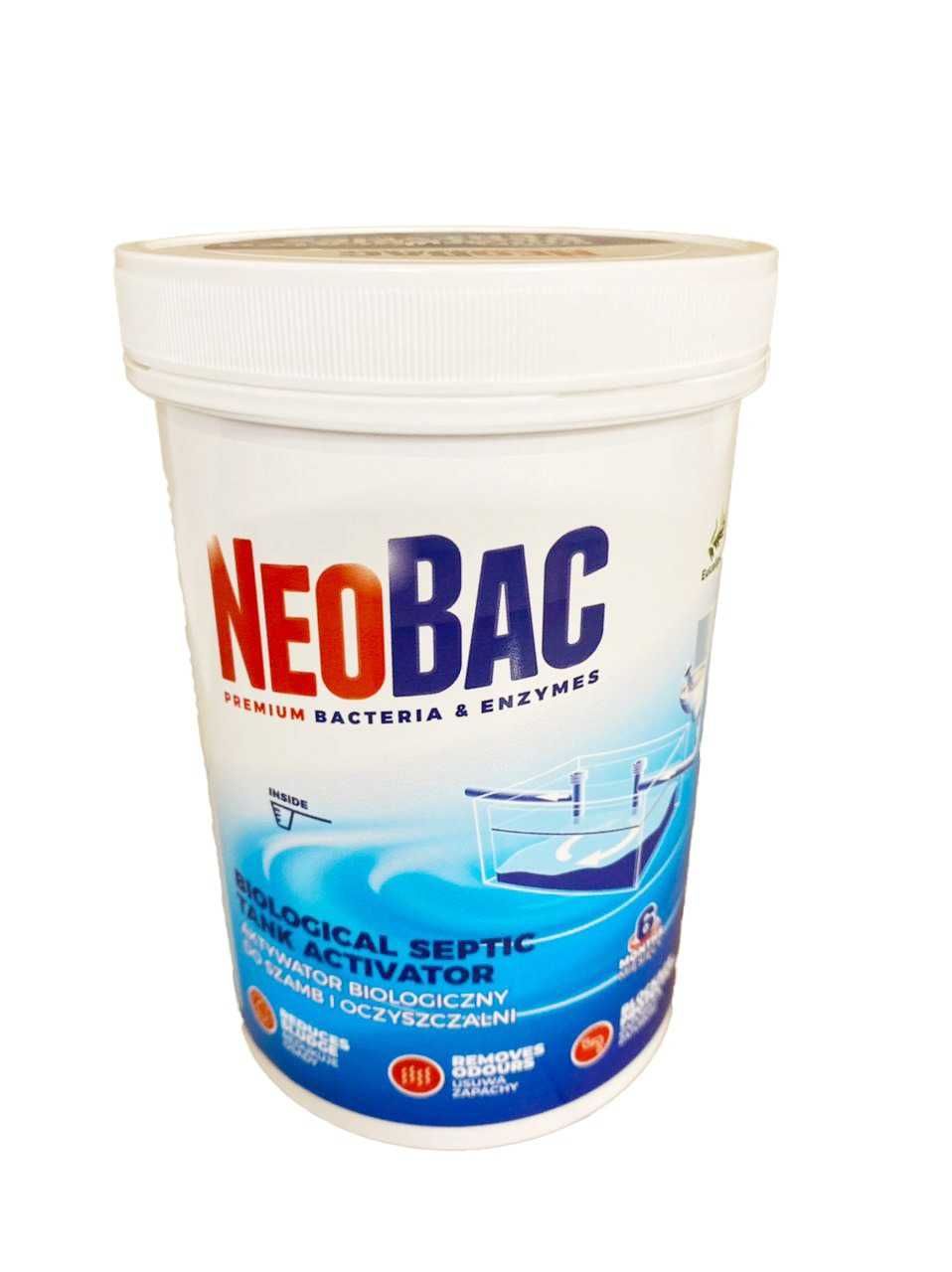 Бактерии для ул.туалетов, септиков, "NEOBAC" 600 г. на 6 мес. ЭВКАЛИПТ