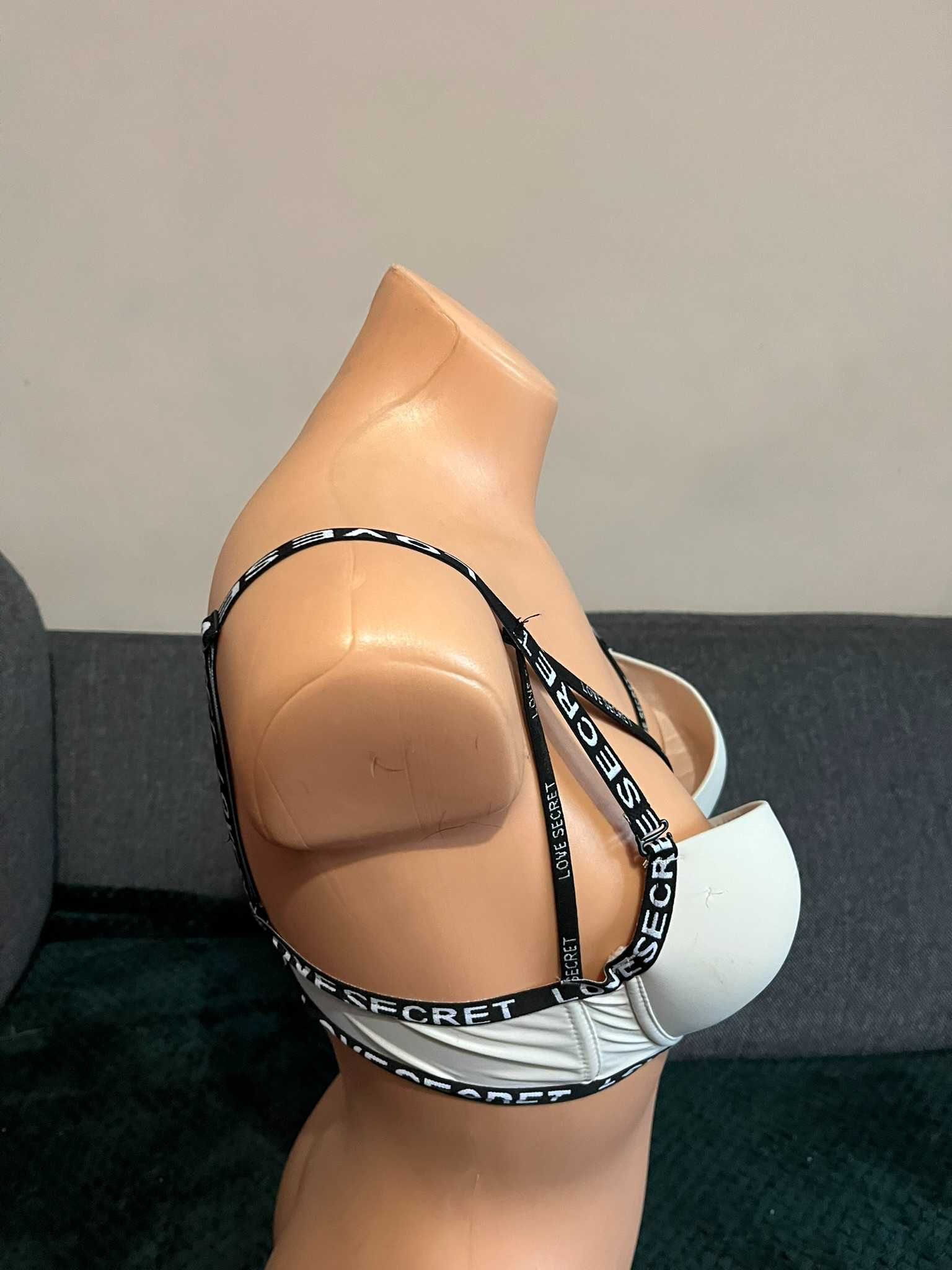 Biustonosz jasny 70A bezowy seksowny duzy push up paski