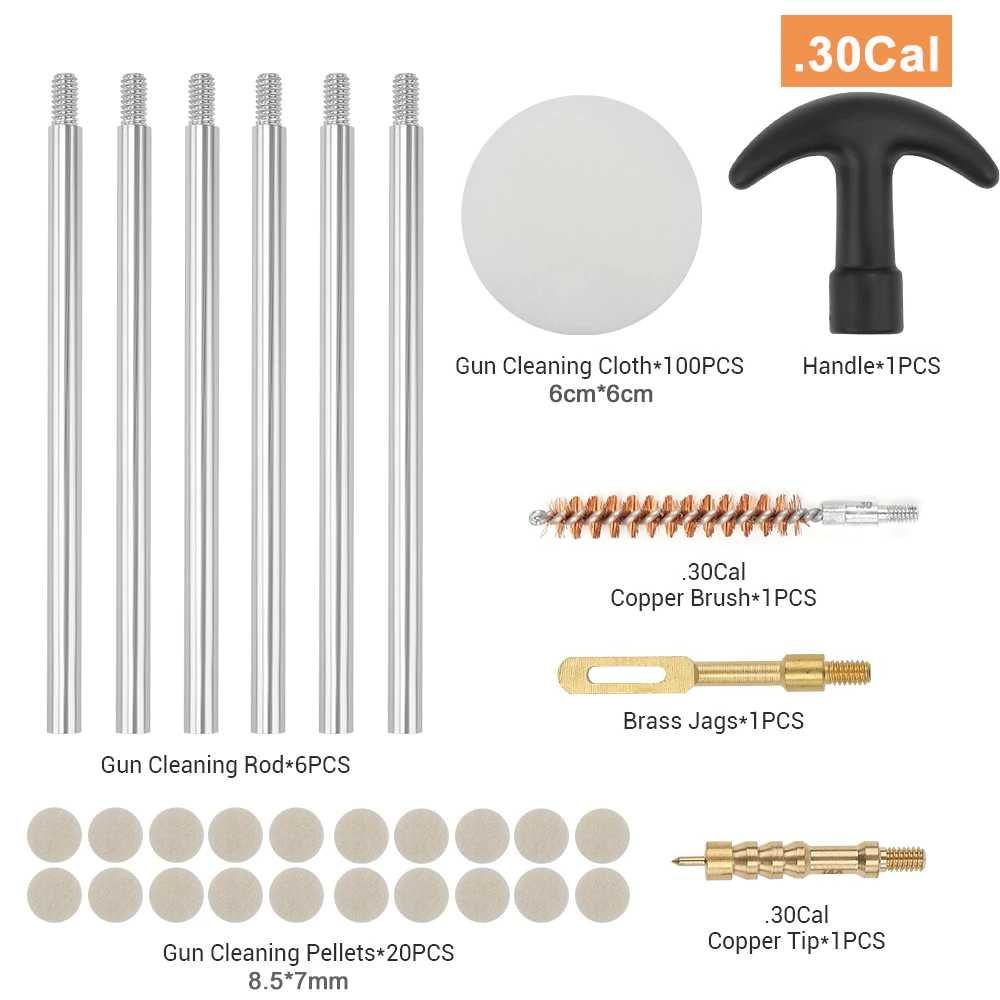 Набор для очисти ствола АК-47 7.62 мм/.30 cal ПКМ/РПК шомпол/ёрш/вишер