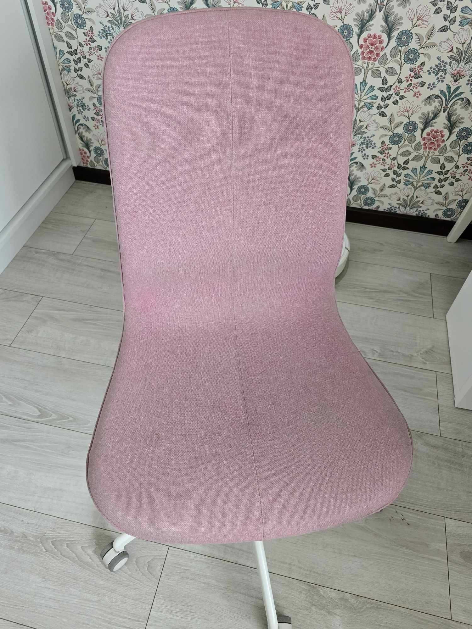 Krzesło biurowe Ikea LÅNGFJÄLL + biurko Micke toaletka drewno róż
