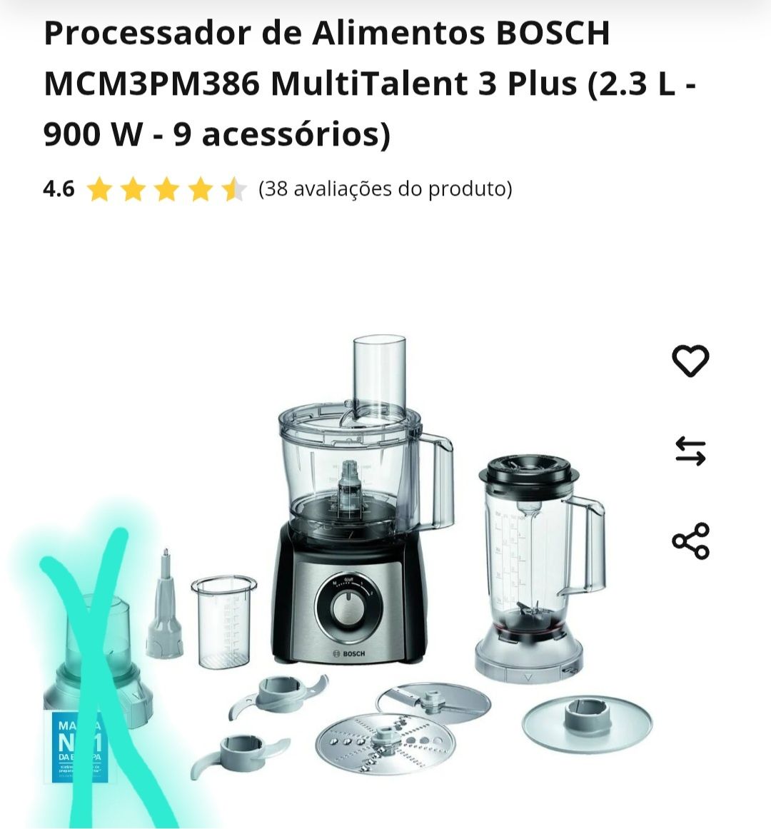 Processador de Alimentos BOSCH MCM3PM386 MultiTalent 3 Plus